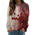 Women's Halloween Sweatshirt Red Pumpkin Face Pattern Pullover Tops