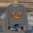 thumbnail image 1 of Women's Halloween Sweatshirts Long Sleeve Crewneck Pullover with Pumpkin Face Graphic Print Tops Fall Casual Comfortable Streetwear, 1 of 3