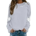 thumbnail image 1 of Women's Halloween Sweatshirts Skull Graphic Printed Long Sleeve Crew Neck Pullover Casual Comfy Y2K Tops Winter Tunic 2025, 1 of 4