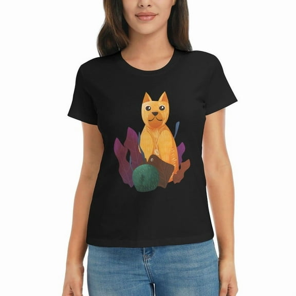 Women's Halloween T-Shirt Animal Dog Print Graphic Cozy Cute Short Sleeve Cotton Tee Halloween Novelty Tee Top