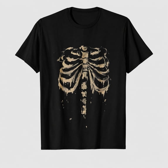 Women's Halloween T-Shirt – Gothic Vintage Skull Print Loose Short-Sleeve Tee