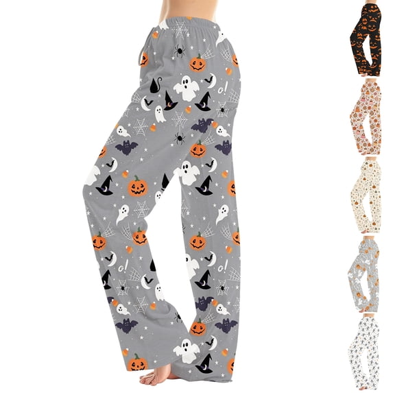 Women's Halloween Themed Pajama Pants Relaxed Fit Long Trousers Soft Loungewear For Nightwear XL