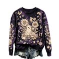 thumbnail image 1 of Women’s Halloween Tie Dye Crewneck Sweatshirt Long Sleeve Vintage Sunflower Ghost Graphic Oversized Pullover Casual Fall Party Top Purple XXL, 1 of 3