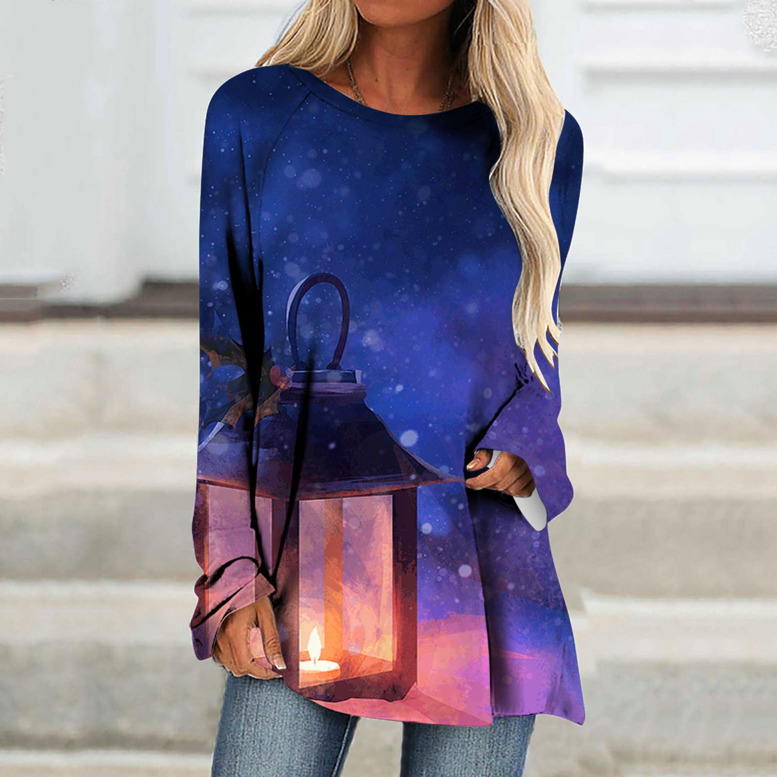 Women's Halloween Tunics,Womens Halloween Print Long Tops to Wear with Leggings Casual Long