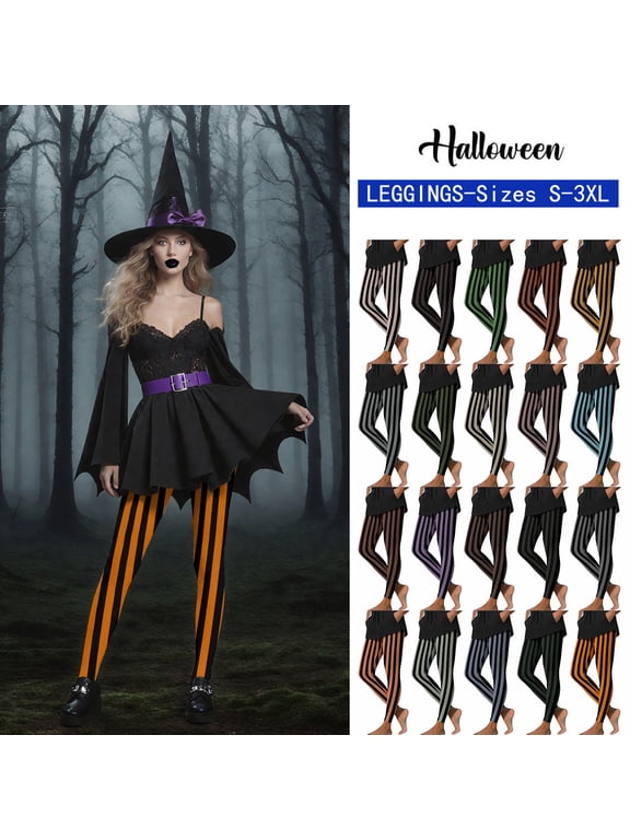 Women's Halloween Vertical Striped Leggings High Waisted Buttery Soft Printed Tights