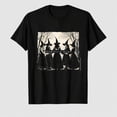 thumbnail image 1 of Women's Halloween Witches Group Graphic T-Shirt, 100% Cotton Short Sleeve Shirt, 1 of 6