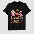thumbnail image 1 of Women's Hallowthanksmas Flamingo Graphic T-Shirt, Halloween Thanksgiving Short Sleeve Shirt, 1 of 5