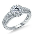thumbnail image 1 of Women's Halo Accents Promise Engagement Ring, 2.2 Ct Round Brilliant Cut Simulated Diamond, 14K White Gold Plated, Daily Wear Cluster Wedding Ring, Pave Set Proposal Ring For Her bithday Gift, 1 of 4