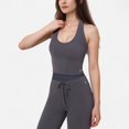thumbnail image 1 of Women's Halter Active Tank Top with Scoop Neckline Seamless Stretch Fit and Built-In Light Support Shelf - Gray, Medium, 1 of 7