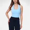 thumbnail image 1 of Women's Halter Active Tank Top with Scoop Neckline Seamless Stretch Fit and Built-In Light Support Shelf - Light Blue, Small, 1 of 6