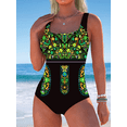 thumbnail image 1 of Women's Tank Top Style One‑Piece Swimsuit, Bohemian Ethnic Floral Print Bathing Suit for Beach Pool Vacation, 1 of 3