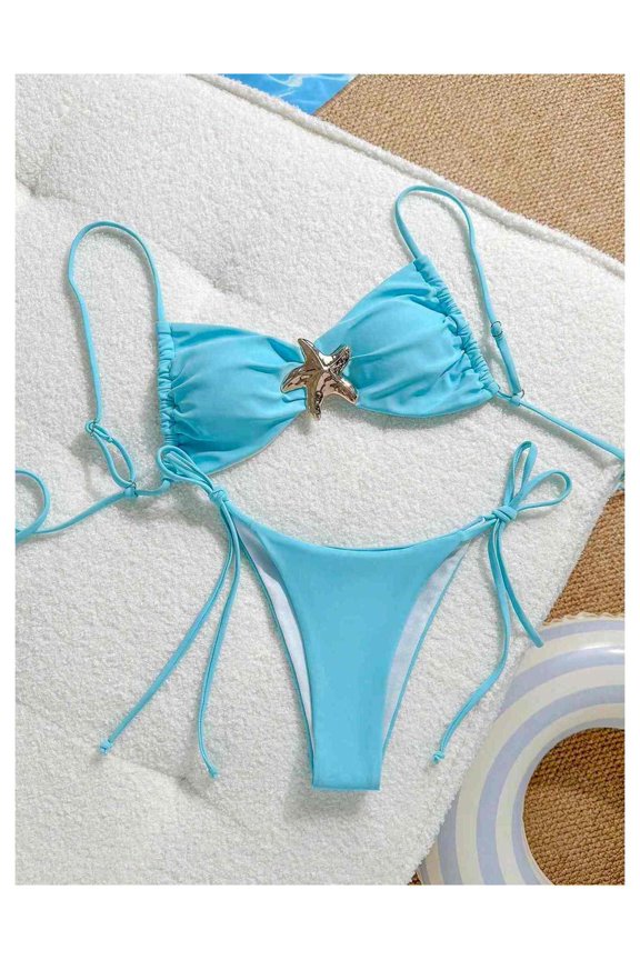 Women's Halter Bikini Set Sexy Starfish Brazilian Swimsuit - 2 Piece Bathing Suit Metal Detail Beachwear for Women