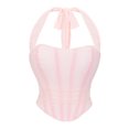 thumbnail image 1 of Women's Halter Bodysuit Solid Color Ruched Bodysuit Tie Back Shapewear for Going Out Party S, 1 of 8
