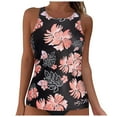 thumbnail image 1 of Women's Halter High Neck Tankini Top Backless Key Hole Bathing Suits Tummy Control Plus Size Swimsuits Swim Top Only, 1 of 7