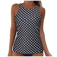 thumbnail image 1 of Women's Halter High Neck Tankini Top Backless Key Hole Bathing Suits Tummy Control Plus Size Swimsuits Swim Top Only, 1 of 7