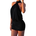 thumbnail image 1 of Women's Halter Mini Dress Y2k Backless Bodycon Club Night Cocktail Dresses Black XXL, 1 of 9