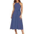 thumbnail image 1 of Women’s Halter Neck A-Line Midi Dress Sleeveless Tie Waist Casual Summer Vacation Dress, 1 of 7
