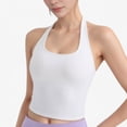 thumbnail image 1 of Women's Halter Neck Cropped Tank Top with Built-In Bra and Stretch Fabric for Workout or Casual Wear - X Large, White, 1 of 7