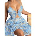 thumbnail image 1 of Women's Halter Neck Cutout Cami Dress with Ruffled Tiered Fit in 100% Polyester for Plus Size Versatile Easy Care, 1 of 15