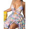 thumbnail image 1 of Women's Halter Neck Cutout Cami Dress with Ruffled Tiered Fit in 100% Polyester for Plus Size Versatile Easy Care, 1 of 15