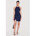 thumbnail image 1 of Women's Halter Neck Cutout Zip Back Denim Mini Dress, 1 of 3