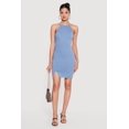 thumbnail image 1 of Women's Halter Neck Cutout Zip Back Denim Mini Dress, 1 of 3