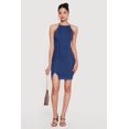 thumbnail image 1 of Women's Halter Neck Cutout Zip Back Denim Mini Dress, 1 of 3