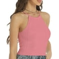 thumbnail image 1 of Women's Halter Neck Tie Tops Knit Tank Tops Sleeveless Vest Shirts, 1 of 6