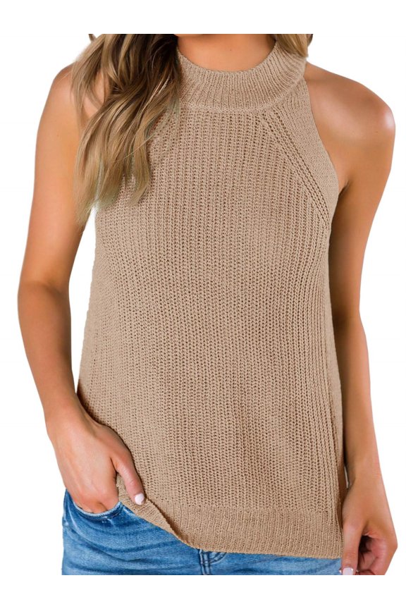 Women's Halter Tank Tops Sleeveless Cami Sweater Vest Knit Tops