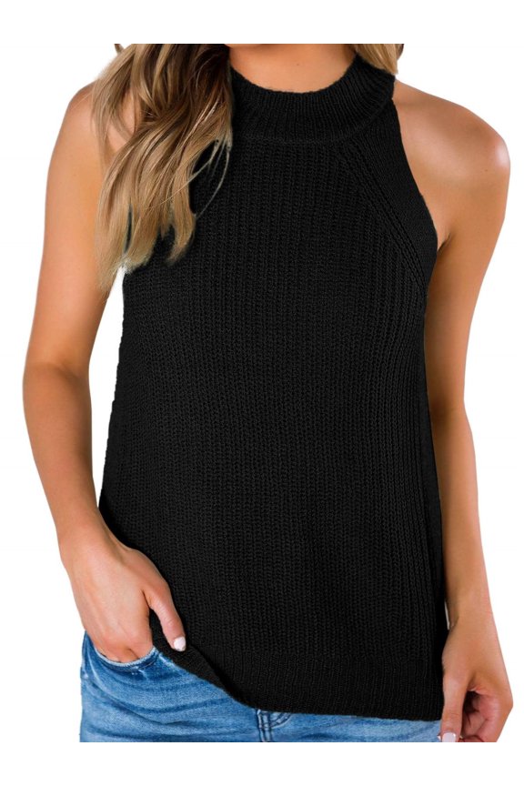 Women's Halter Tank Tops Sleeveless Cami Sweater Vest Knit Tops
