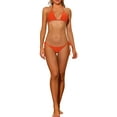 thumbnail image 1 of INSPIRE CHIC Women's Halter Tie Side Bikini Sets, 2 Piece Low Waist Triangle Bottom Basic Swimsuits Bathing Suit Small Orange, 1 of 5