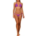 thumbnail image 1 of INSPIRE CHIC Women's Halter Tie Side Bikini Sets, 2 Piece Low Waist Triangle Bottom Basic Swimsuits Bathing Suit Medium Purple, 1 of 5