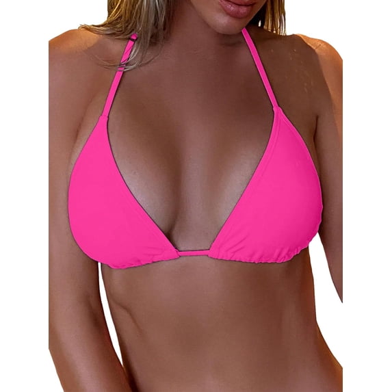Women's Halter Triangle Bikini Top Tie Back Bathing Suit Top Sexy Swimwear for Women