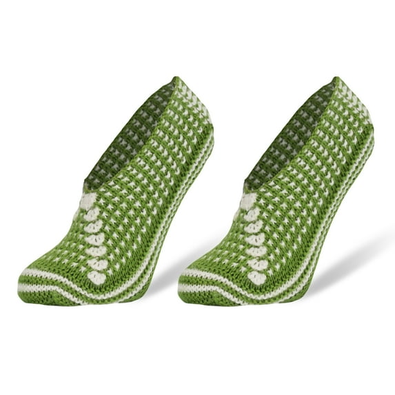 Women's Hand-Crafted Crochet Knit Slipper Socks - Cozy Acrylic, Vintage Style (1 Pair, Fits Shoe Size 5-7)