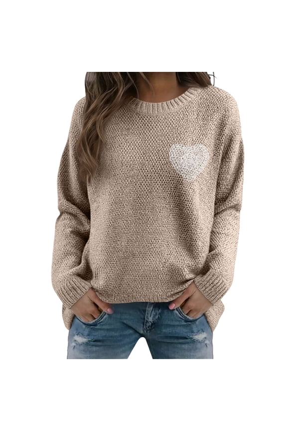 Women's Hand-Crochet Detail Sweater, 3D Floral Embroidered Pullover, Casual Crewneck Knit Top, Boho Chic Long Sleeve Blouse, Lightweight Textured Pullover Beige M