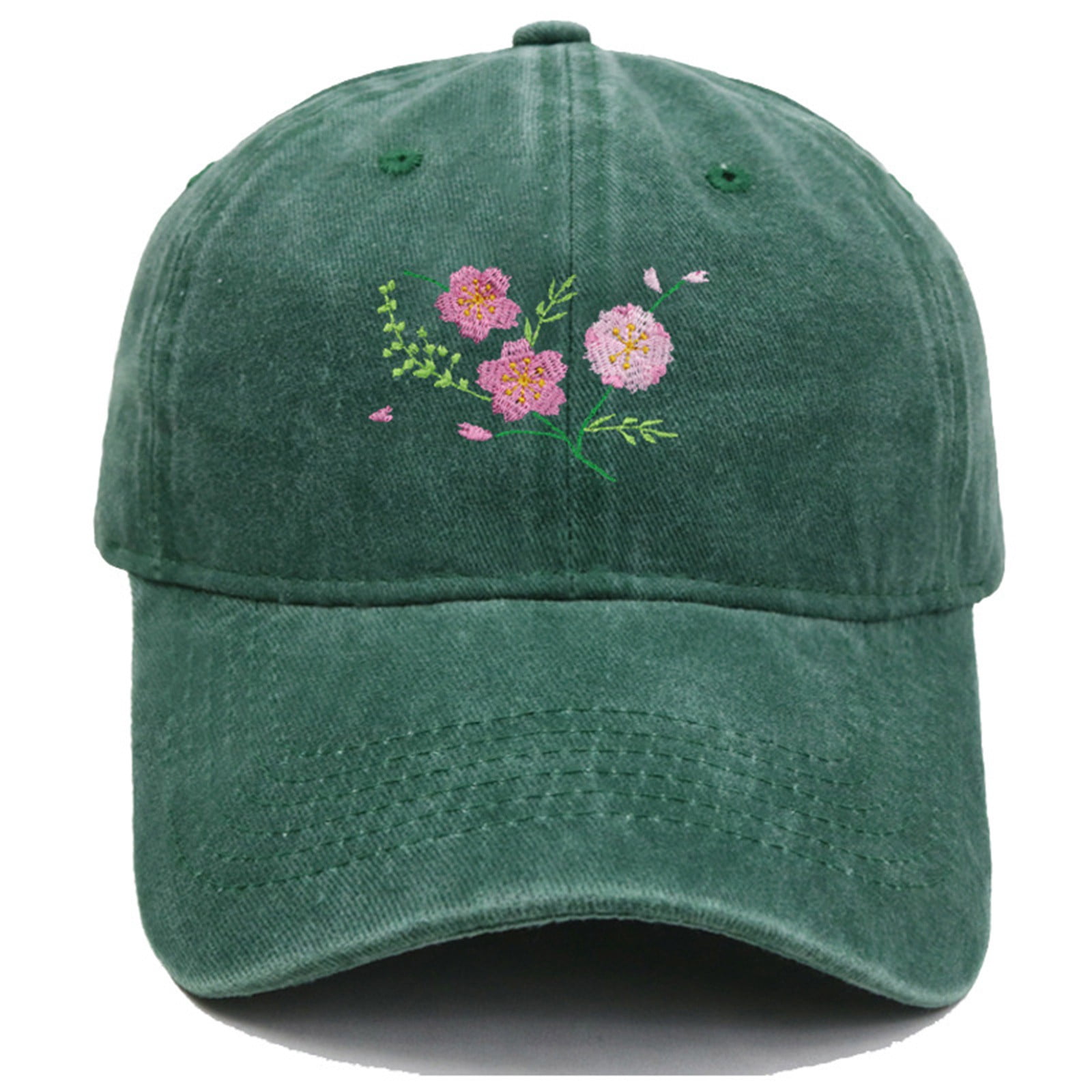 Vintage Floral Baseball Cap Adjustable Cotton Blend Vintage Washed Floral Embroidered Baseball Cap, Adjustable  main image 3