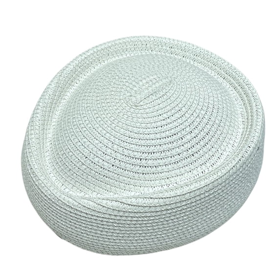 Women's Hand Woven Straw Beret Hat, Vintage Elegant Pillbox Cap with Artist Painter Style, Lightweight Breathable Church Summer Hat for Wedding Party Travel White