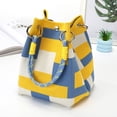 thumbnail image 1 of Women's Handbag Checkered Knit Handbag with Braided Handle Multi-Color Pattern Small Knitted Bucket Bag Womens Purses, 1 of 7