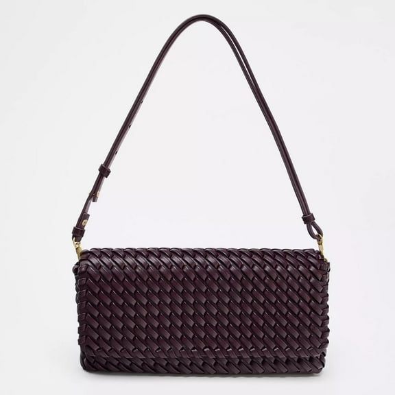 Women's Handbag Fashion Design Envelope Flap Shoulder Bags Vintage PU Leather Woven Clutch Purse with Wrist Strap Messenger Bags Party Business Casual Totes Female Capacity Wallet Phone Card Holder