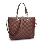 Womens Handbag Faux Leather Quilted Tote Bag Shoulder Bag with Chained Handle