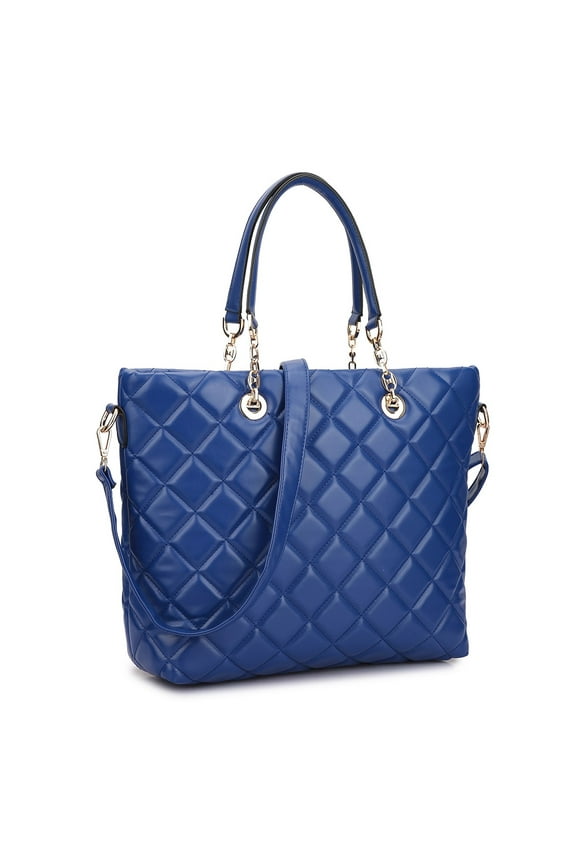 Women's Handbag Faux Leather Quilted Tote Bag Shoulder Bag with Chained Handle