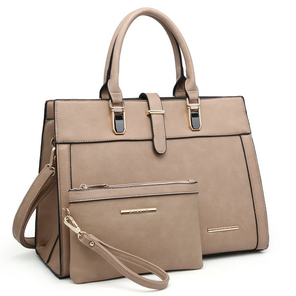 Women's Handbag Flap-Over Belt Shoulder Bag top Handle Tote Satchel Purse Work Bag W/Matching Wristlet