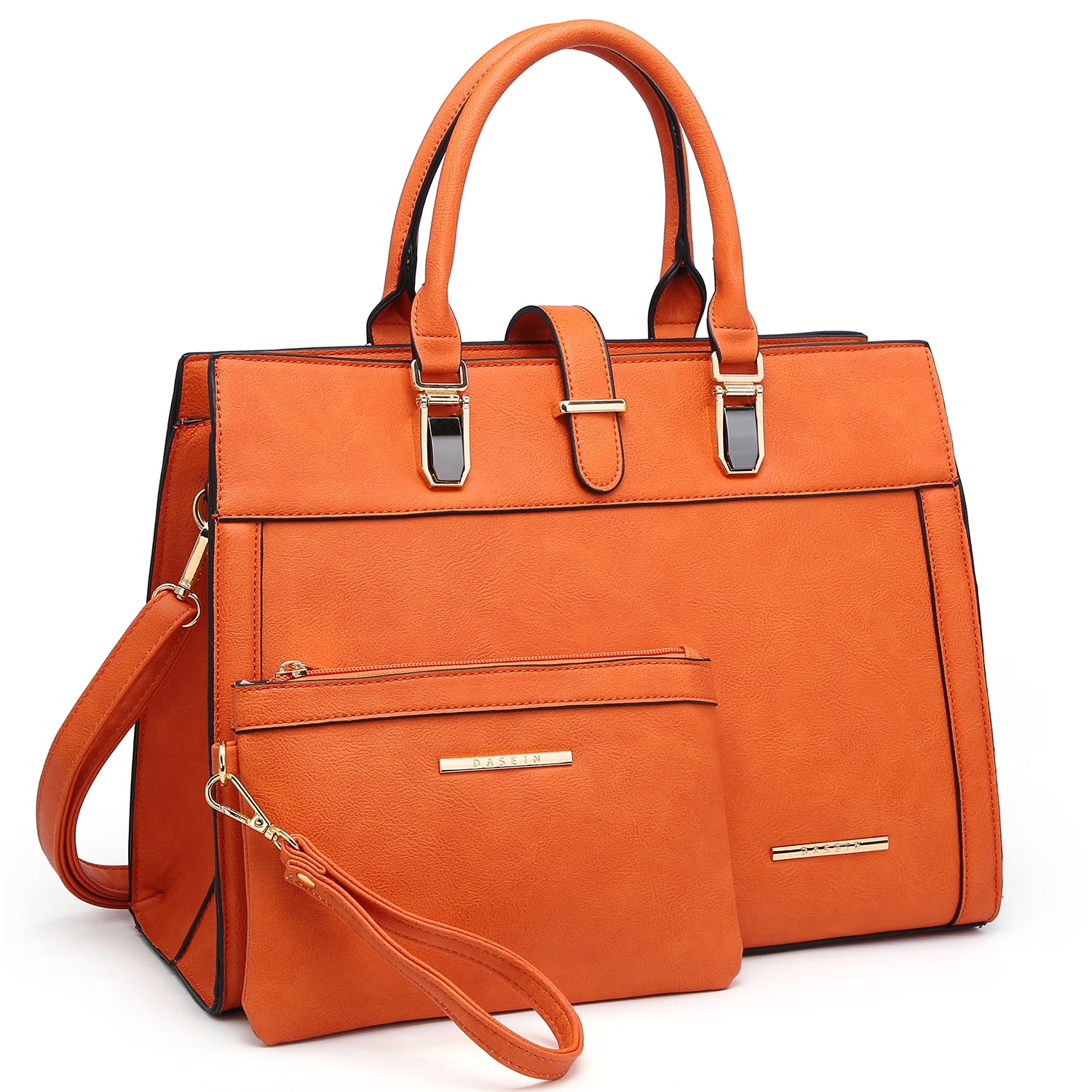 Women's Handbag Flap-Over Belt Shoulder Bag top Handle Tote Satchel Purse Work Bag W/Matching Wristlet