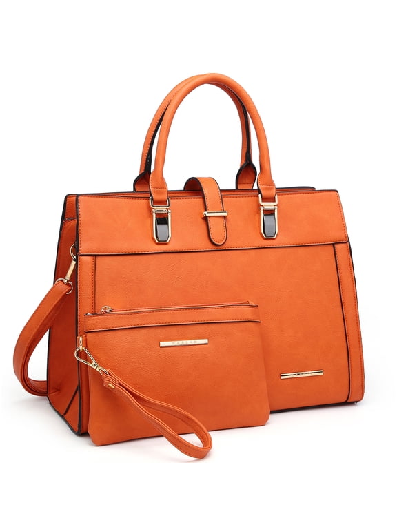 Women's Handbag Flap-Over Belt Shoulder Bag top Handle Tote Satchel Purse Work Bag W/Matching Wristlet