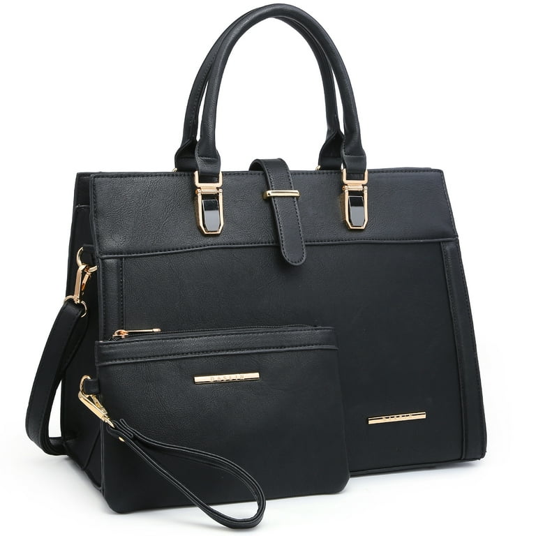 Women s Handbag Flap over Belt Shoulder Bag Top Handle Tote Satchel Purse Work Bag w Matching Wristlet
