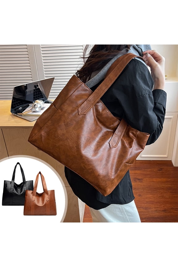 Women's Handbags Handbag Hand Polyurethane Leather Material Large Capacity Handbag Simply Striped Handbag Shoulder Bag Shopping