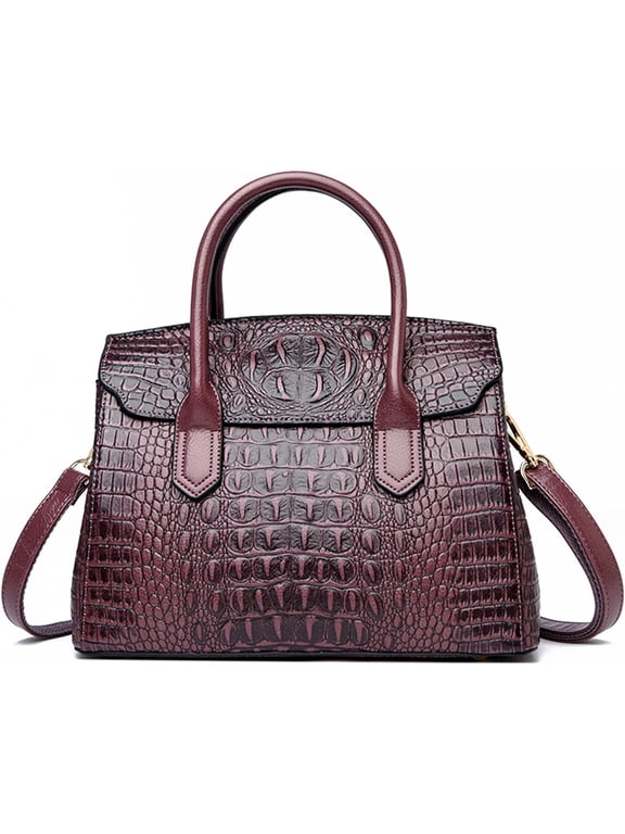 Women's Handbags and Purses Ladies Crocodile Pattern Leather Flap Shoulder Bag Top Handle Satchel Tote Work Bags