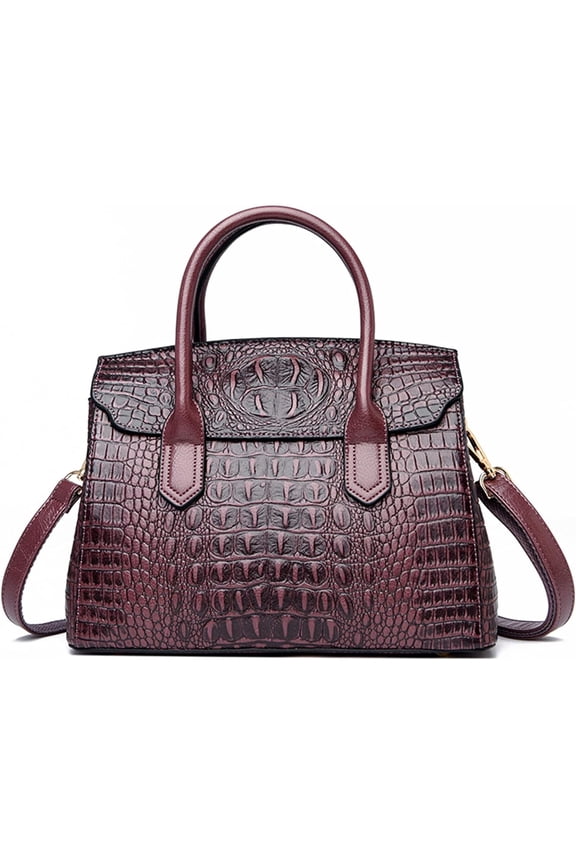 Women's Handbags and Purses Ladies Crocodile Pattern Leather Flap Shoulder Bag Top Handle Satchel Tote Work Bags
