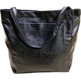 thumbnail image 1 of Women's Handheld Shoulder Bag Vintage Oil Wax Faux Leather Large Capacity Tote Bag with Pocket Simple Vintage Versatile, 1 of 10