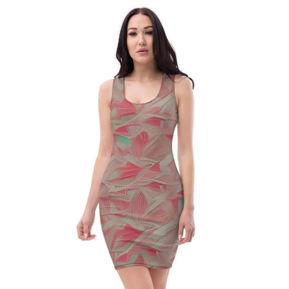 Women's Handmade All-Over Printed Bodycon Dress – Geometric Art Design, Street Partywear, Sizes XS-XL
